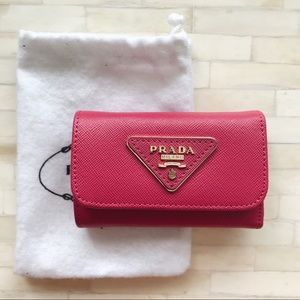 Prada Pink Saffiano Key Holder